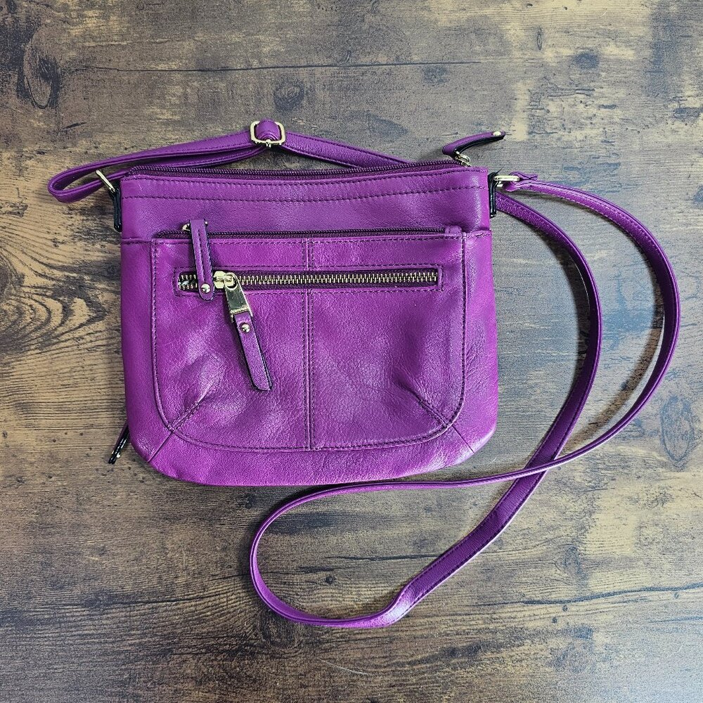 Magenta Leather Tignanello Crossbody Purse